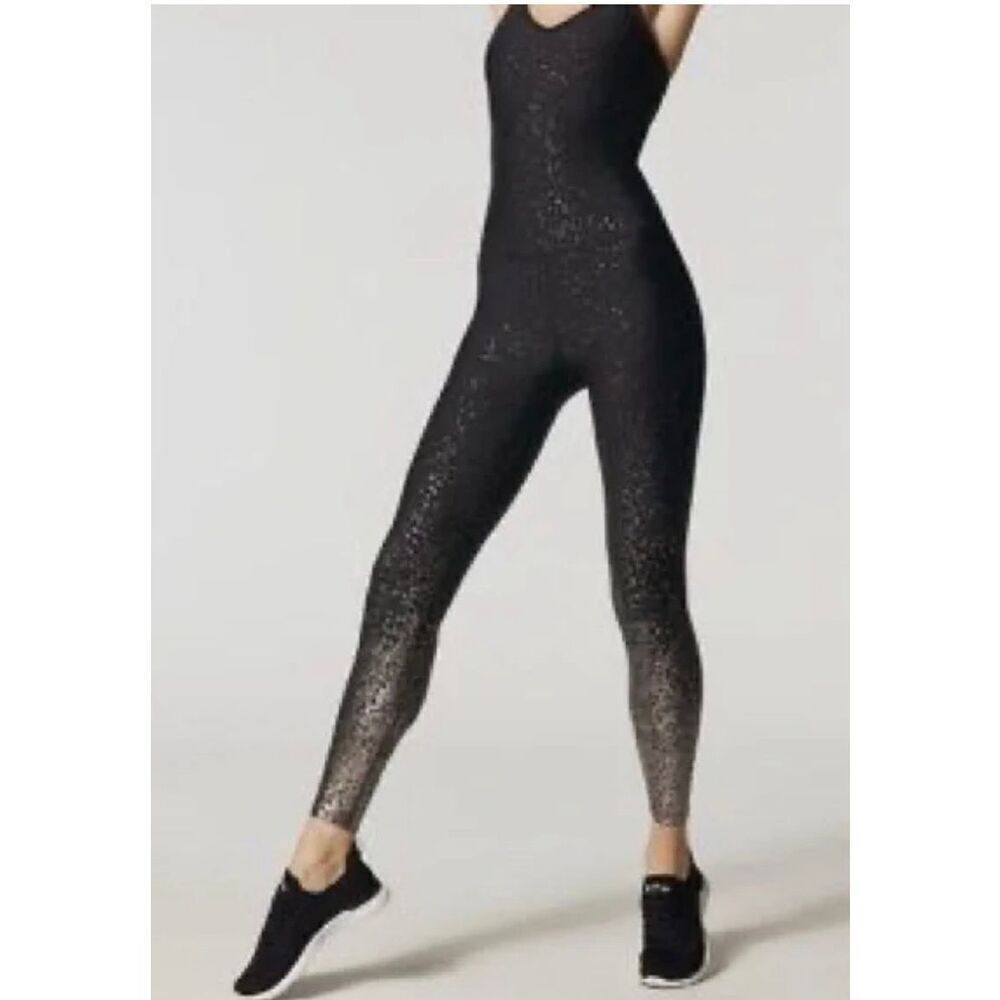 NWOT Beyond Yoga Alloy Silver Speckled Elevated Midi Jumpsuit Romper Women’s XS
